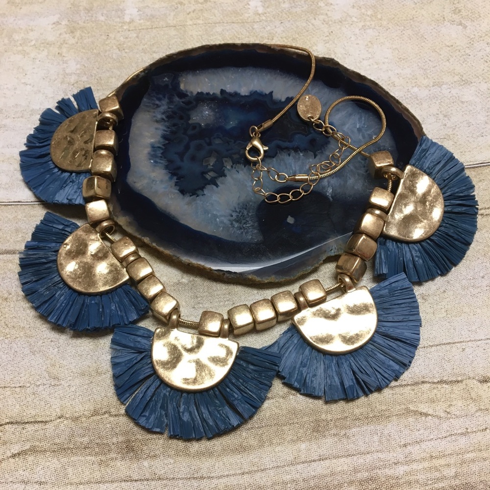 Blue and Gold Tassle Necklace